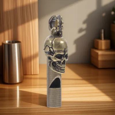 Emergency Whistle Loud - Spooky Skull Head Copper Whistle Portable