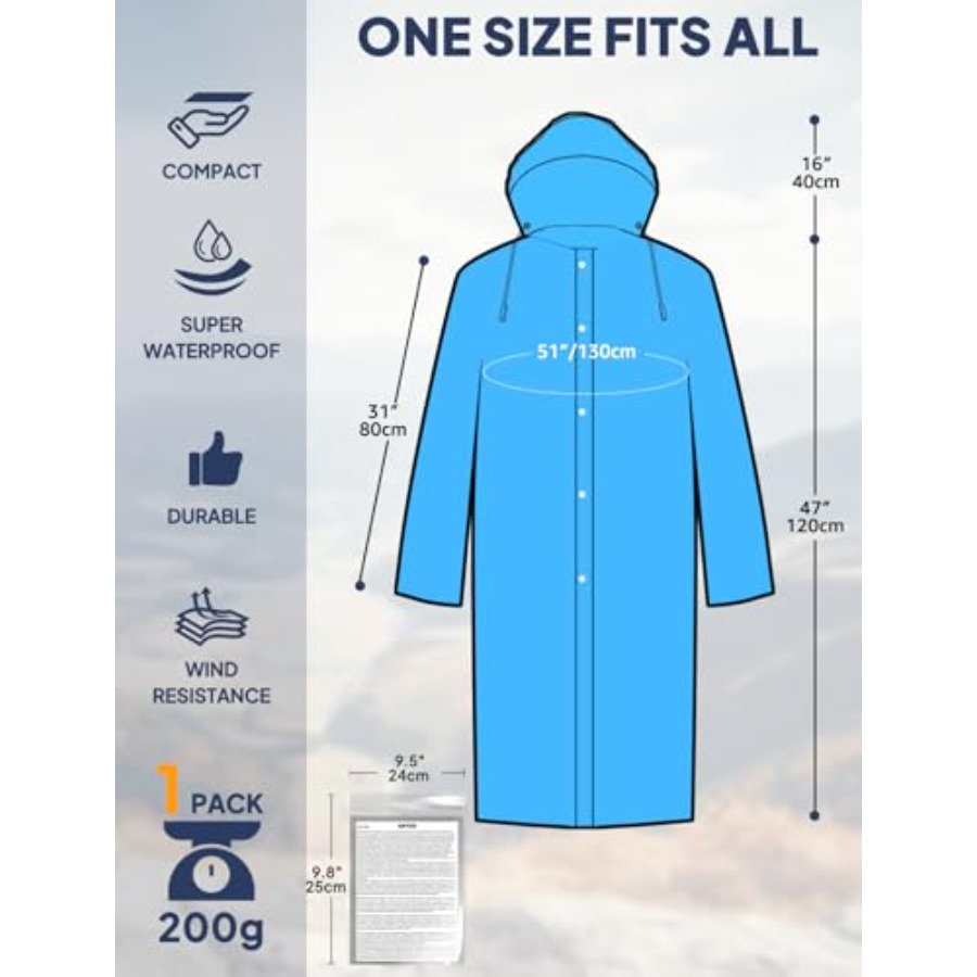 ANYOO 2-Pack Rain Ponchos for  - Emergency Poncho Rain review and price